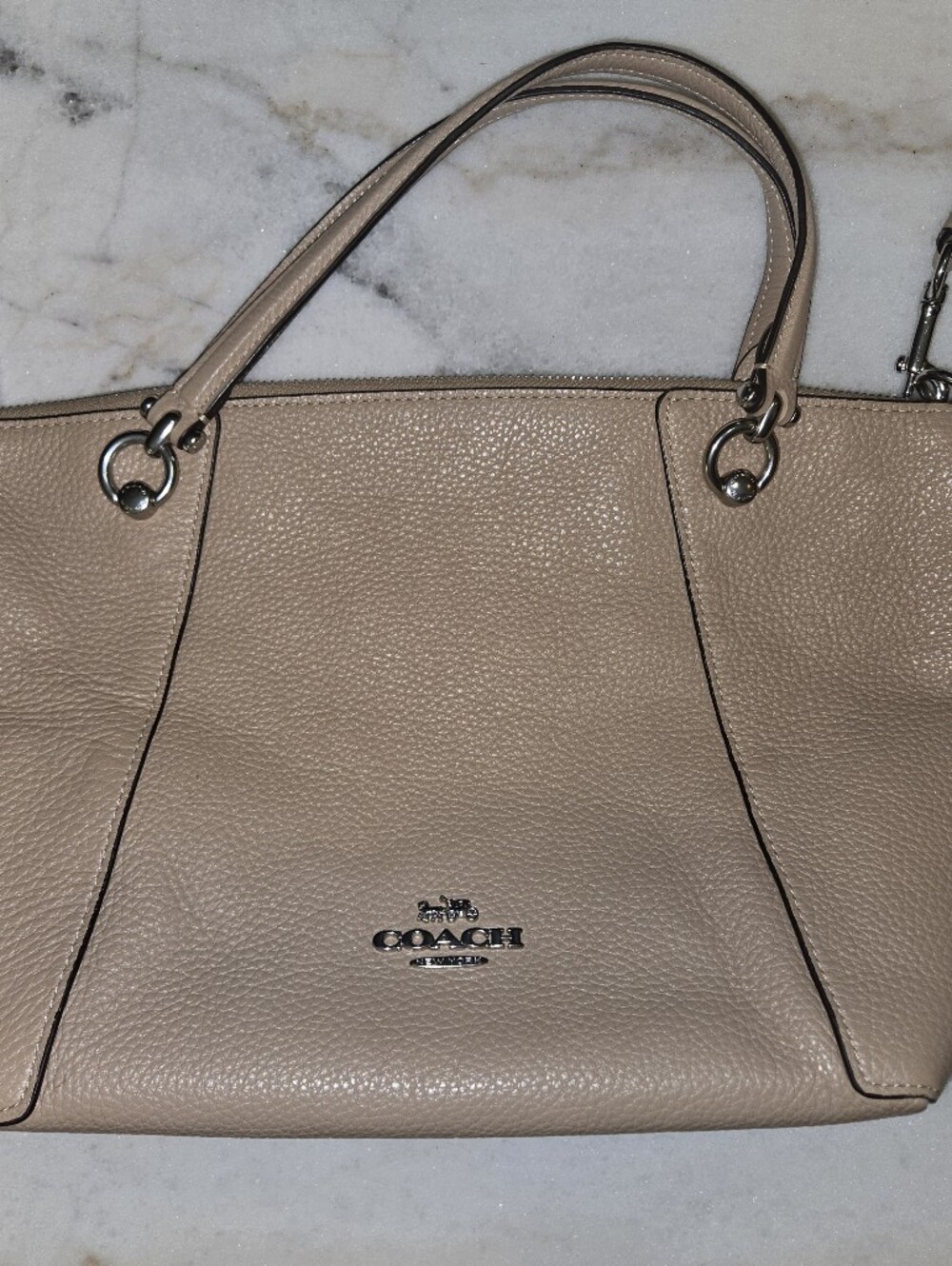 Coach Kacey Satchel Pebbled Leather Crossbosy Tote C6229 - Taupe - EUC